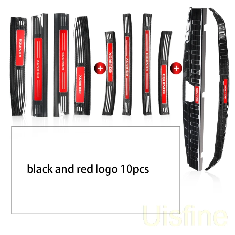 red logo 10pcs Дверные пороги из нержавеющей стали приветствуются педали багажника защитная пластина модификация Декоративные наклейки для Chevrolet Equinox - Цвет: red logo 10pcs