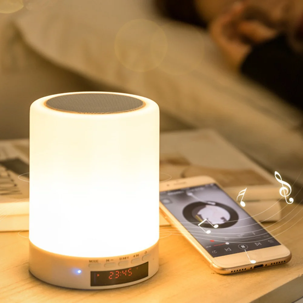 Будильник с сенсорным управлением беспроводной Bluetooth динамик Ночной светильник