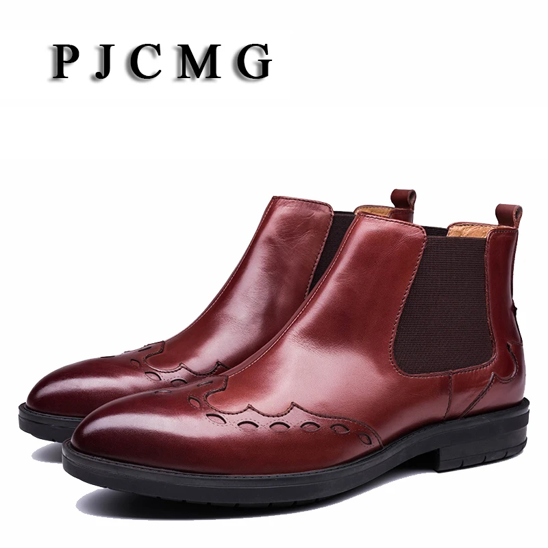 PJCMG Роскошные Дизайнерские весенне-осенние Мужские броги резные из натуральной