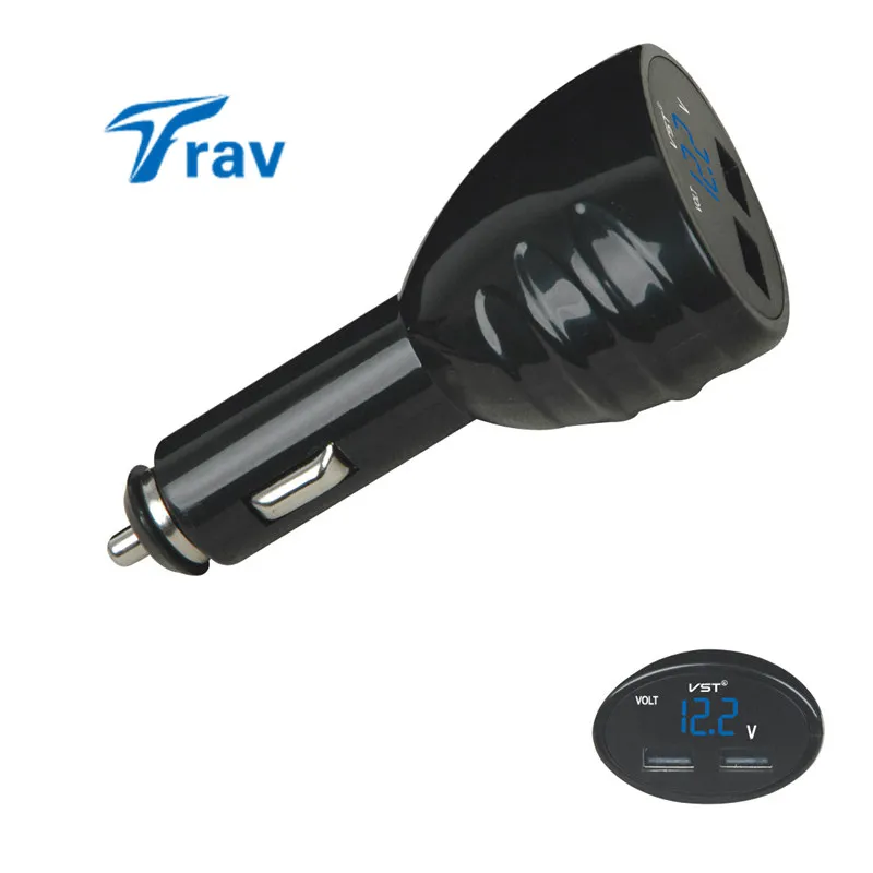 

Автомобильное зарядное устройство VST, 12-24 В, 2 в 1, с двумя USB-портами