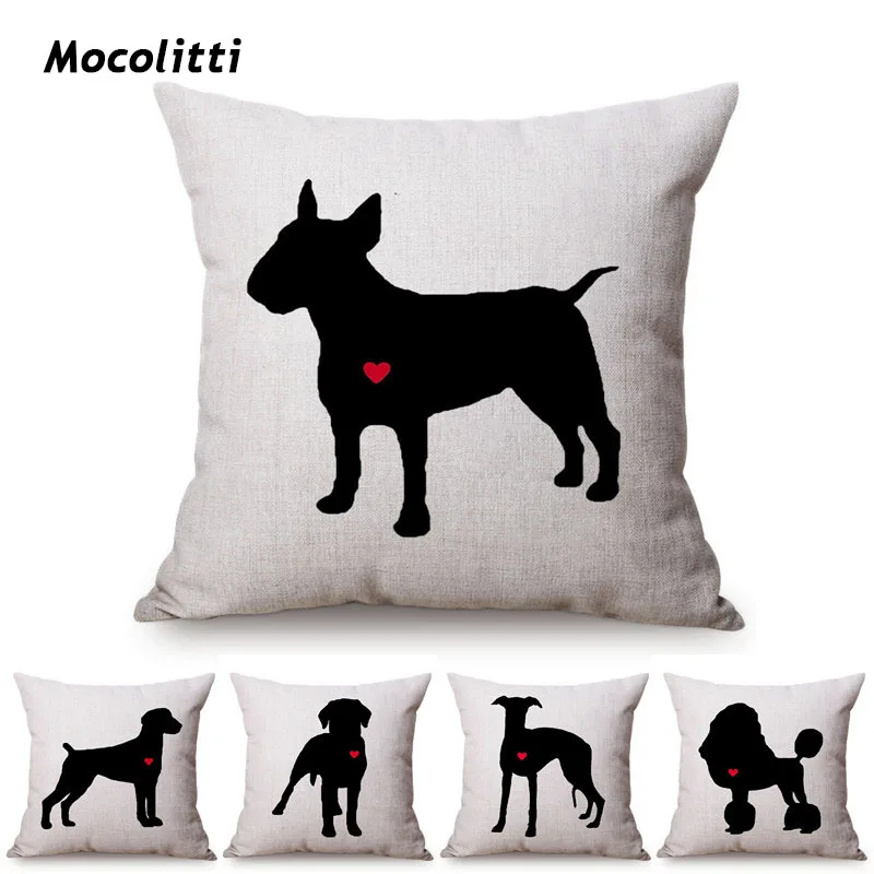 Черно белый чехол для подушки с рисунком собаки французский бультерьер Бигль Бостон терьер боксерская