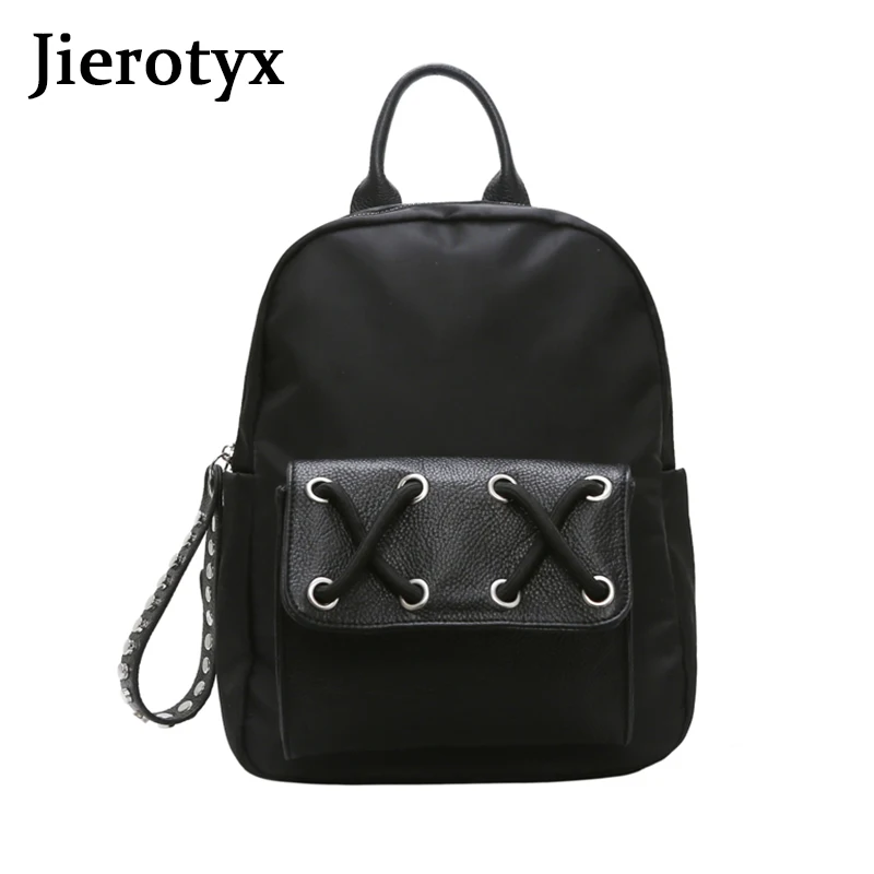 Женский рюкзак JIEROTYX в стиле панк черный школьный для девочек подростков большие