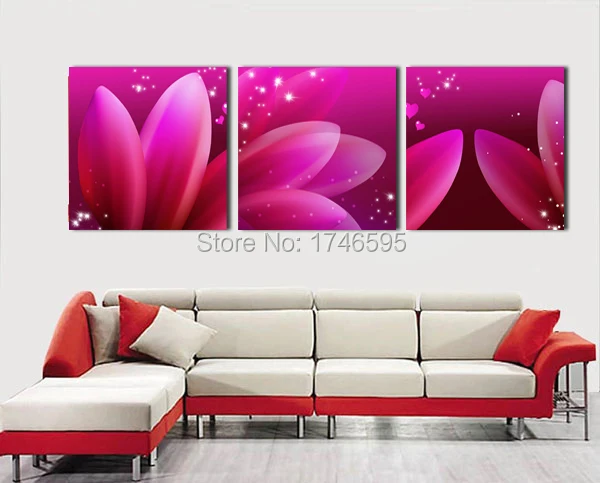 

Большой 3 шт. Современный домашний декор для стен абстрактный темно-фиолетовый цветок стены искусства картины печать живопись на холсте для...