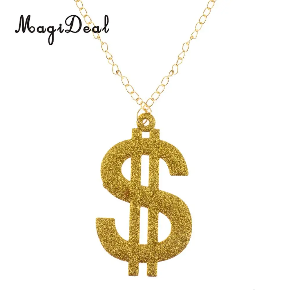 MagiDeal комплект из 3 шт. блестящих долларов США знаки очки кольцо ожерелье 70 х 80