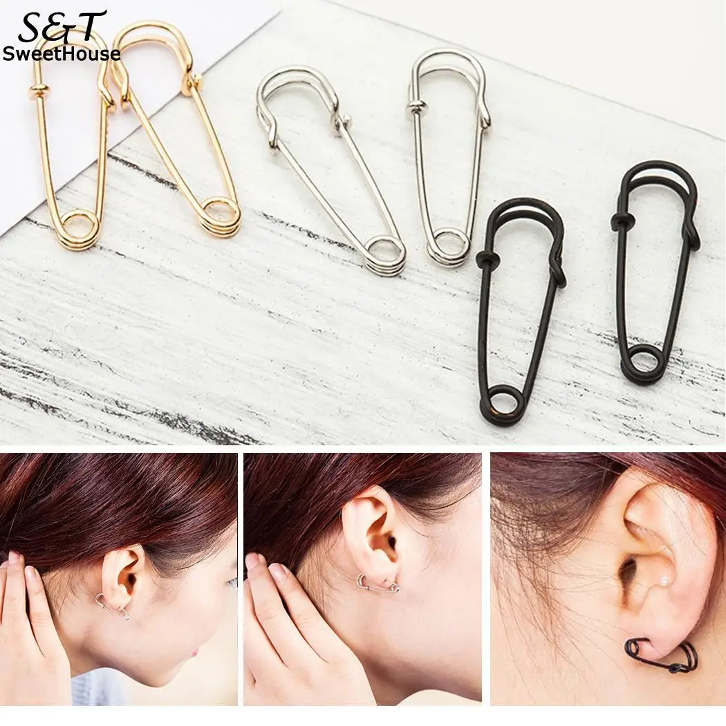 FANALA Hood Earrings Geometric Shape Safety Fastening Pin Hook Stud Simple Style Woman Pendientes de capucha | Украшения и