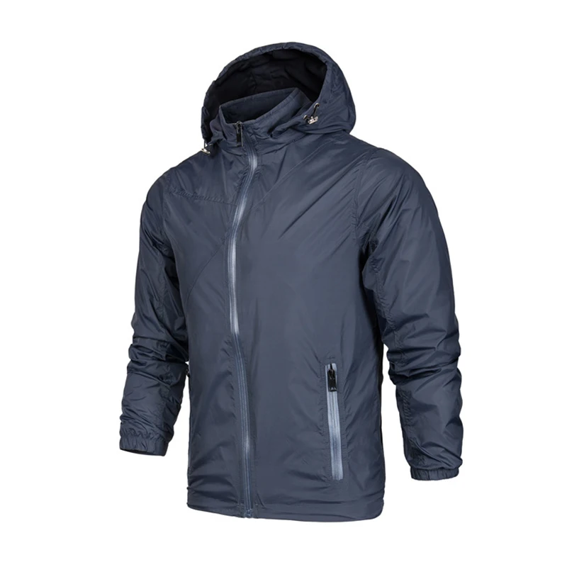 royal blue Style B Litthing летняя повседневная мужская куртка с защитой от ультрафиолета, Мужская ветровка с капюшоном, водонепроницаемая Базовая уличная одежда с длинным рукавом - Цвет: royal blue Style B