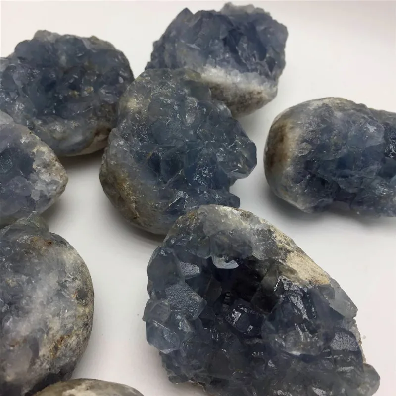 cute size drop shipping Natural blue celestine Crystal gemstone meditation reiki healing chakra rough crystal geode | Дом и сад