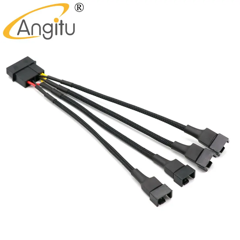 

Angitu 5V, 7V, 2x12V Molex to 4Pin PWM Fan Splitter Cable 15cm Sleeved 4Ports Cooling CPU Fan Adapter