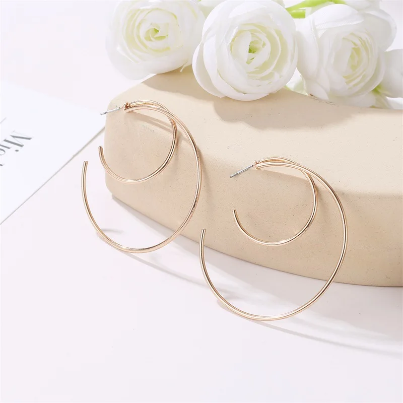 Simple semi-circular earrings minimalist double C ladies personality trend geometric fashion jewelry | Украшения и аксессуары