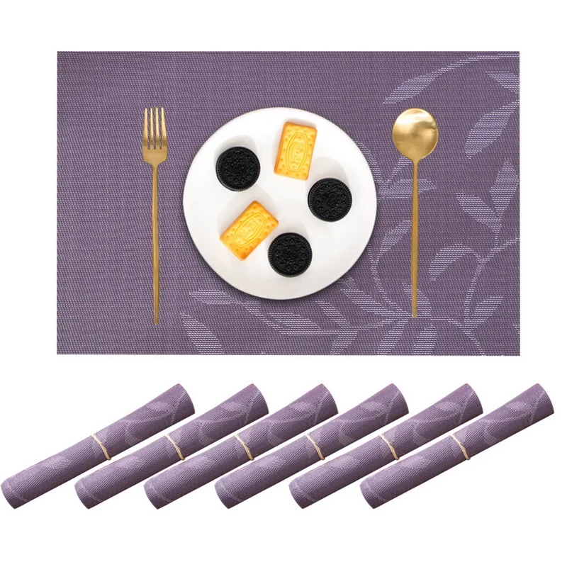 6pcs purple 6 шт./компл. ПВХ моющиеся салфетки для обеденного стола грязестойкие чаши колодки подставки для стола тканевый коврик домашние инструменты - Цвет: 6pcs purple