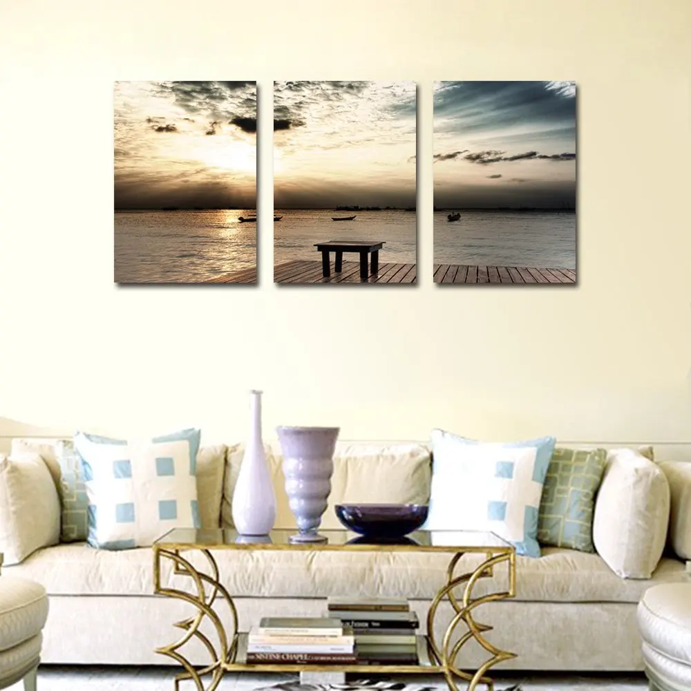 BANMU 3 шт. доска причал корабль морской стол темные облака масляная живопись