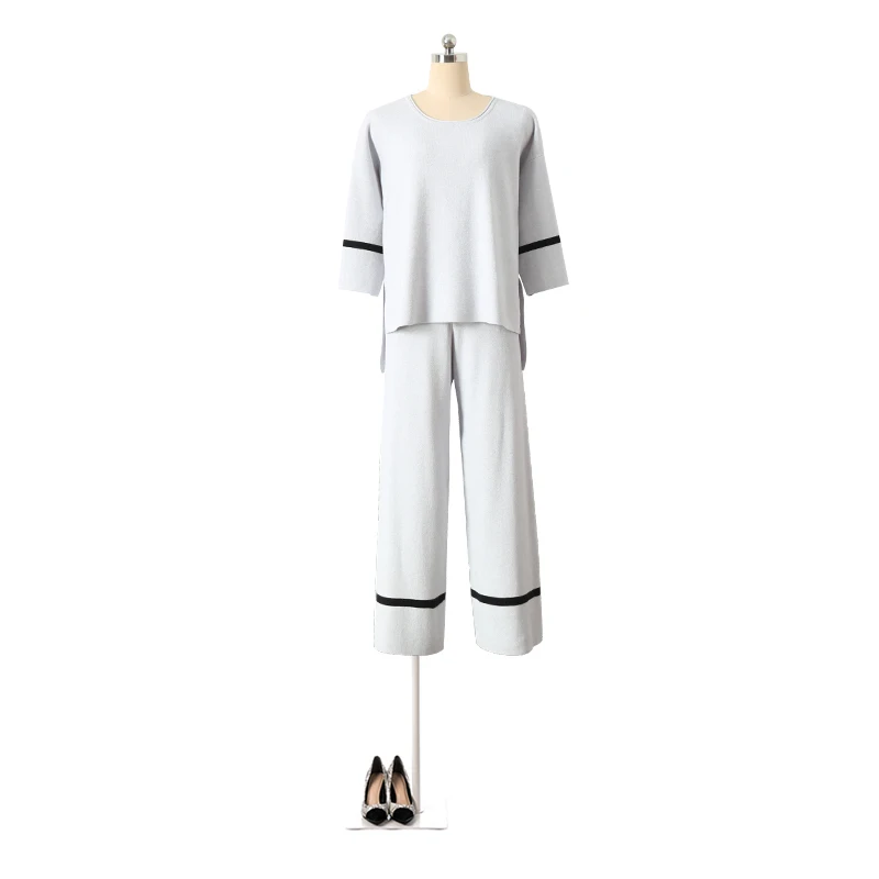 Женский трикотажный костюм из шерсти и кашемира с круглым вырезом свободная