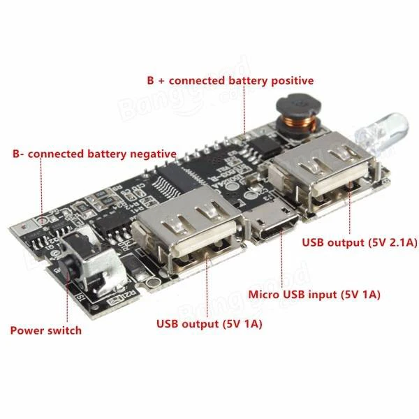Двойной USB 5V 1A 2.1A Мобильный Внешний аккумулятор 18650 зарядное устройство PCB модуль