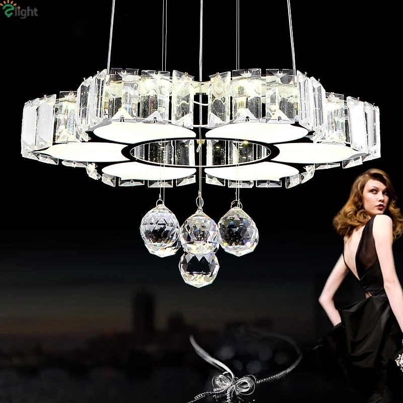 Современный блеск crystal led подвесной Люстры свет chrome Обеденная LED люстра Освещение Luminaria подвесные светильники