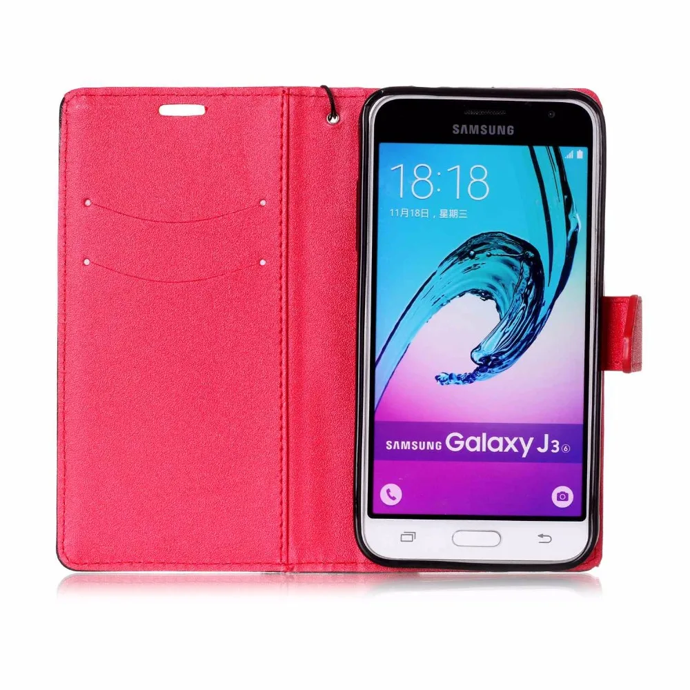 Для для Samsung Galaxy J3 2016 Роскошь Ультра-тонкий Раскладной кожаный Cse с Слот Карты Wallet