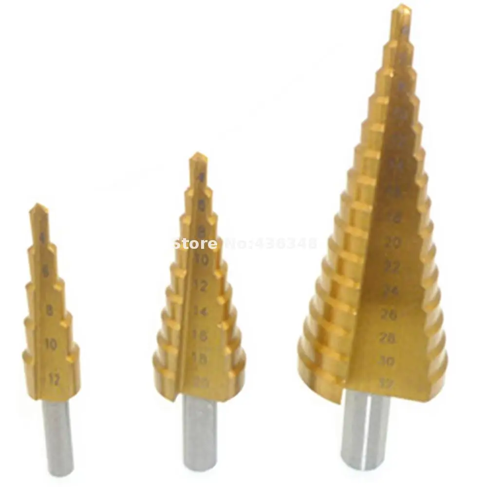 3x сталь с титановым покрытием Шаг сверло металл дерево пластик резки 4-12 мм 4-20 4-32