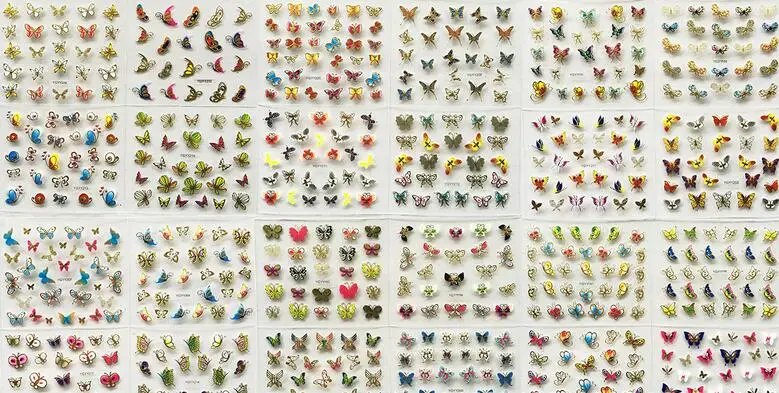 24pcs/lot Colorful butterfly Design 3d Beauty Sticker for Nails Decal Decorations Manicure Tips Beauty Nail Art Sticker