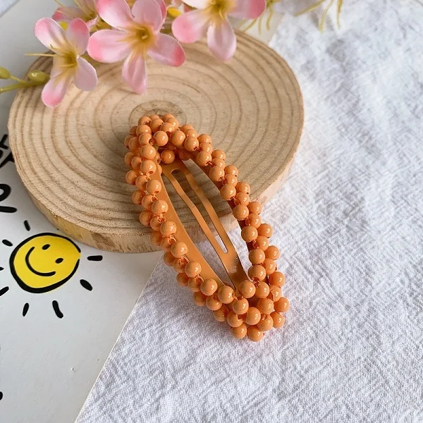 small orange Корея Мода Imitiation жемчужная заколка заколки для женщин обувь девочек милые цвет ручной работы жемчужные цветы шпильки аксессуары волос - Окраска металла: small orange