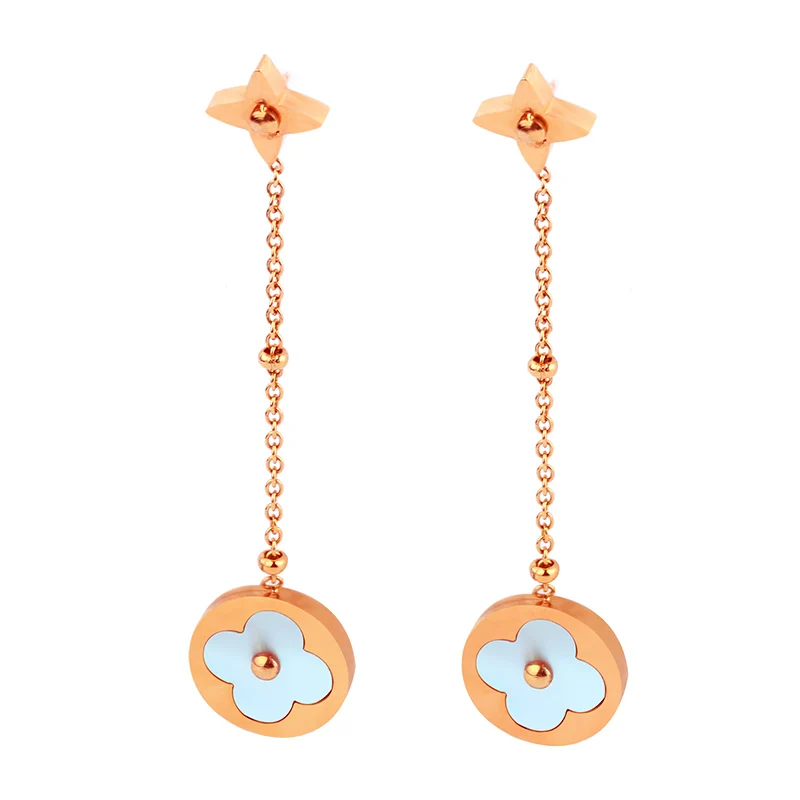 Type 5 rose gold Клевер серьги-гвоздики для женщин женские модные ювелирные изделия Корейский kpop маленькие серьги из нержавеющей стали розовое золото серебро - Окраска металла: Type 5 rose gold