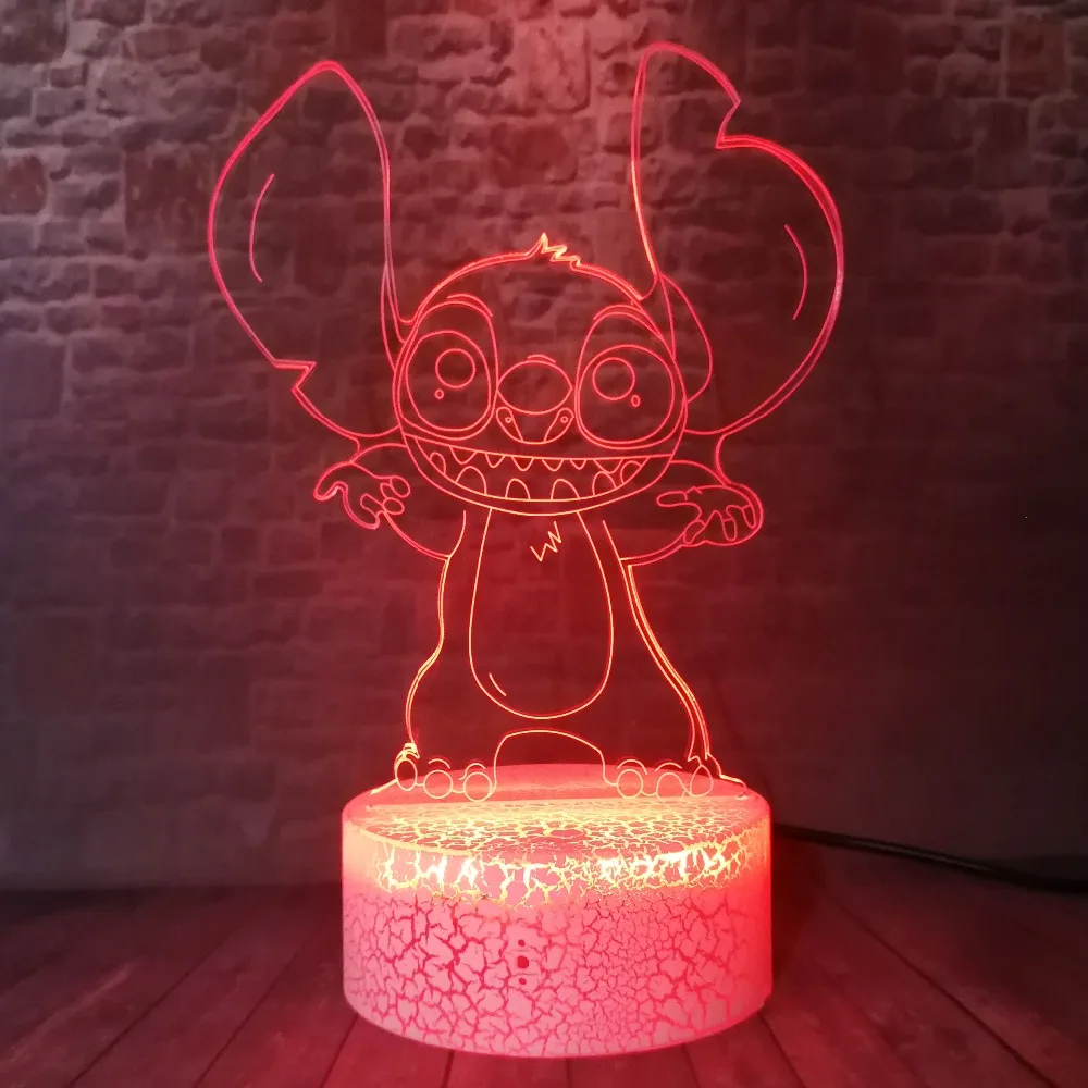 Стежка мультфильм 3D лампа спальня ночник акриловая панель USB кабель 7 цветов Изменение трещин база для детей мальчиков рождественские подарки