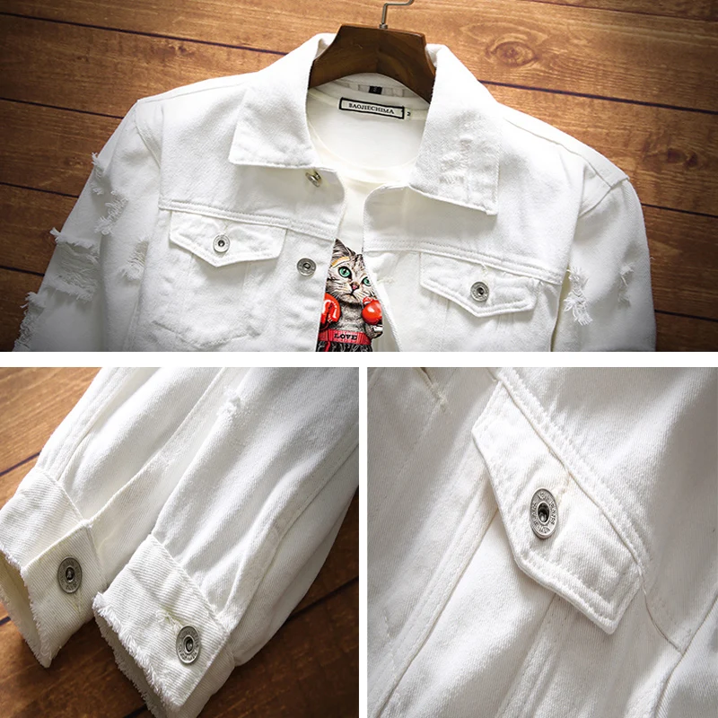 Мужская джинсовая куртка XIU LUO модная рваная ковбойская в стиле хип-хоп Размер 3XL