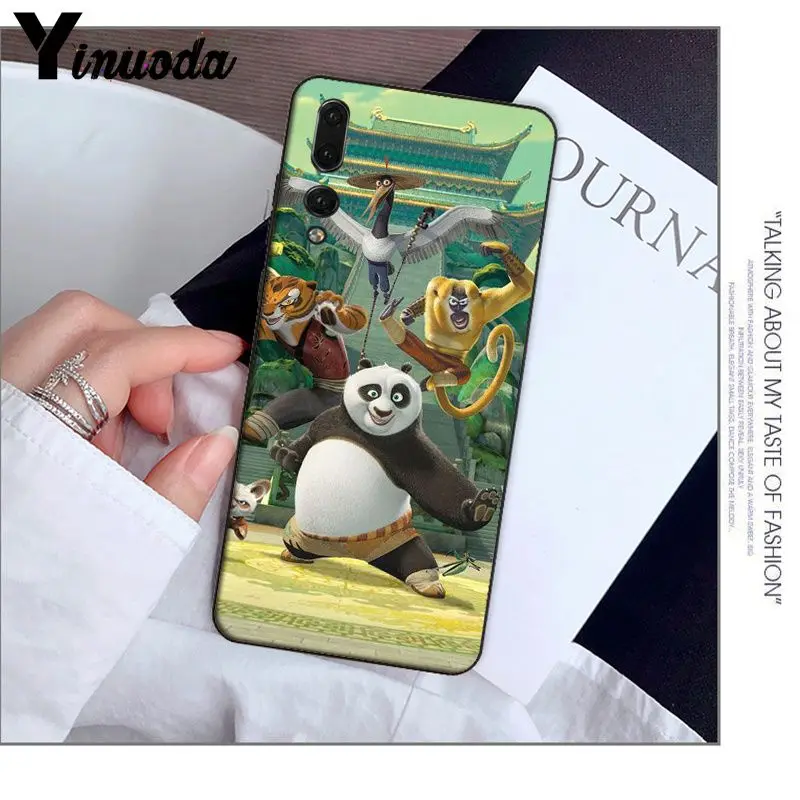 Yinuoda kungfu панда черный ТПУ Мягкий силиконовый чехол для телефона Haiwei P10 plus Honor 9 10 View