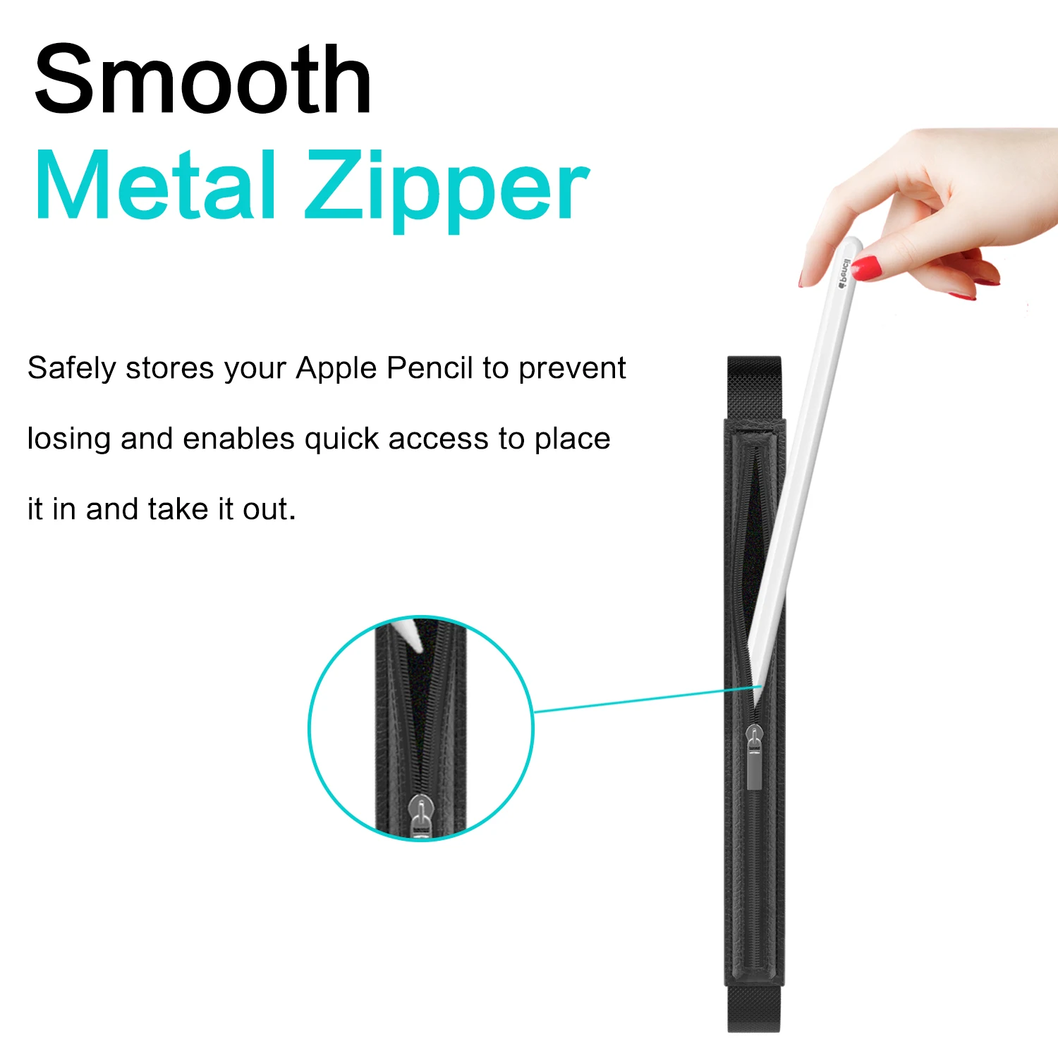 Чехол-держатель для Apple Pencil-Премиум кожаный чехол эластичный съемный рукав на молнии чехол для Apple Pencil(1-го и 2-го поколения), для ipad