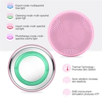 2in1 led light silicone heating face cleanser massage facial cleaning skin scrub washing brush skin care cleaner massager p46