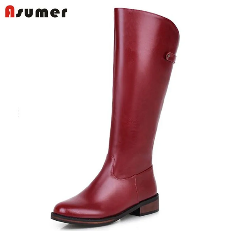 Asumer, большие и маленькие размеры, горячая Распродажа, полусапожки однотонная простая женская обувь на молнии зимние ботинки на платформе с круглым носком на низком каблуке