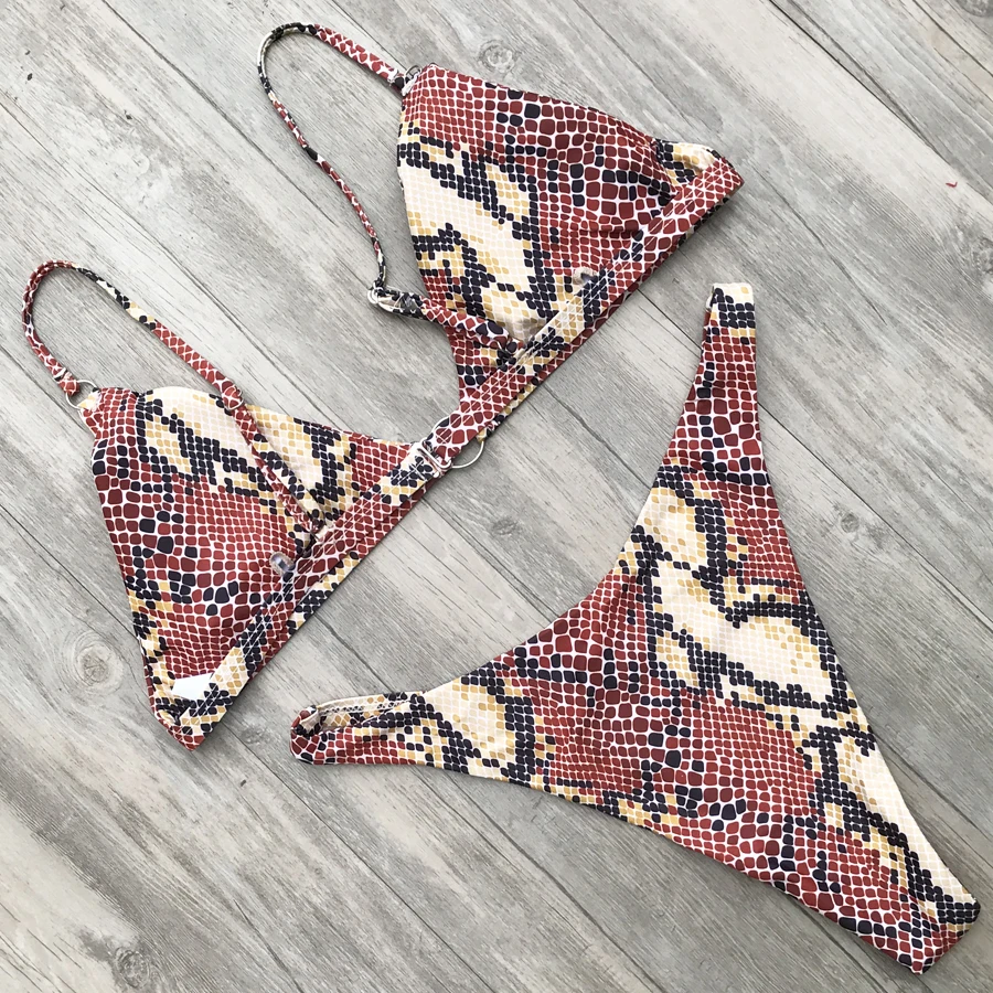 ZMTREE сексуальный купальник микро бикини со змеиным принтом женский купальный