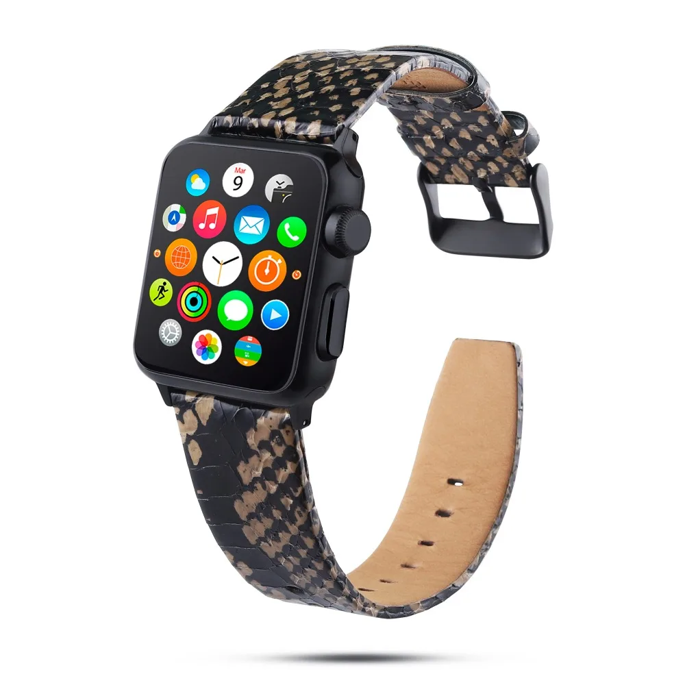 Ремешки из змеиной кожи для Apple Watch 4, 3, 2, 1, кожаный ремешок для Apple Watch 42 мм, 44 мм, 38 мм, 40 мм, для iWatch, ремешок 42 мм, 44 мм