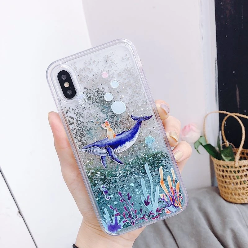 Чехол с рисунком Кита жидкий Мягкий силиконовый чехол для Oppo R9 R9S R11 R11S Plus R15 R17 A39 A57