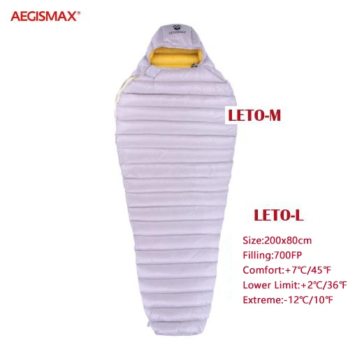 LETO L Gray Новинка, AEGISMAX,, поступление, LETO, спальный мешок, водоотталкивающий, белый гусиный пух, Мумия, Сверхлегкий, сплайсинг, для походов, кемпинга, 700FP - Цвет: LETO L Gray
