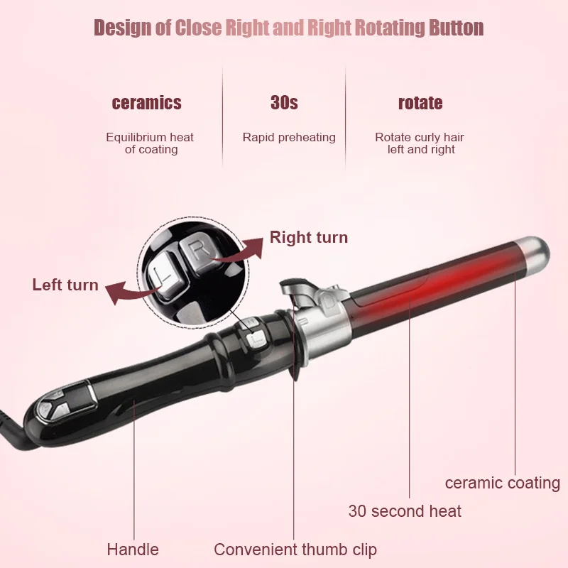 Профессиональные Авто вращающиеся щипцы для завивки волос палочка укладки