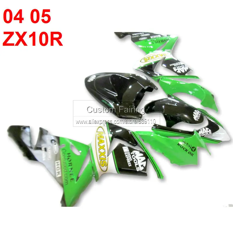 Зеленый комплект обтекателей для Kawasaki ZX10R Ninja zx 10r 2005 2004 золотые наклейки 05 04