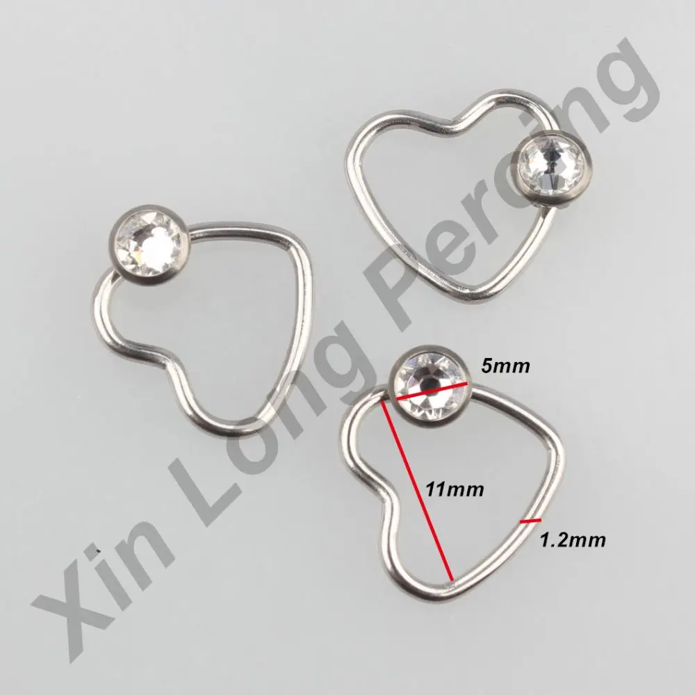 316L нержавеющая сталь серьги в форме сердца нос губный гвоздики кольца для тела