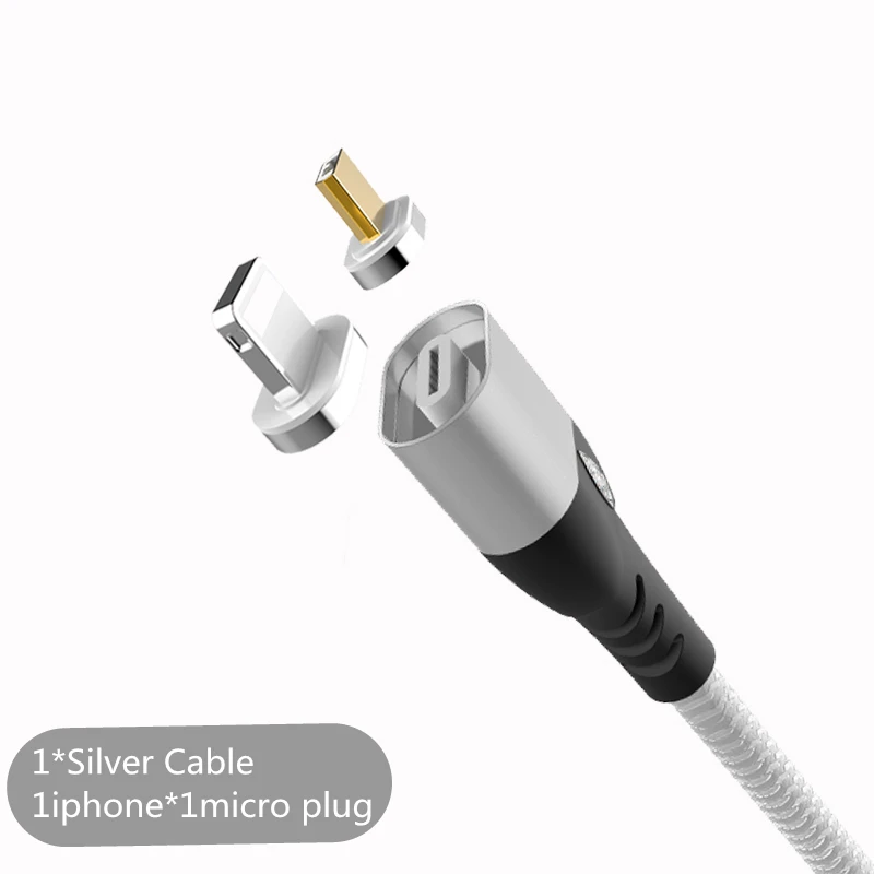 1micro 1 ios silver KingFriend Магнитный Micro USB кабель для iphone samsung type C быстрое зарядное устройство Магнитный зарядный адаптер usb type C кабель для мобильного телефона - Цвет: 1micro 1 ios silver