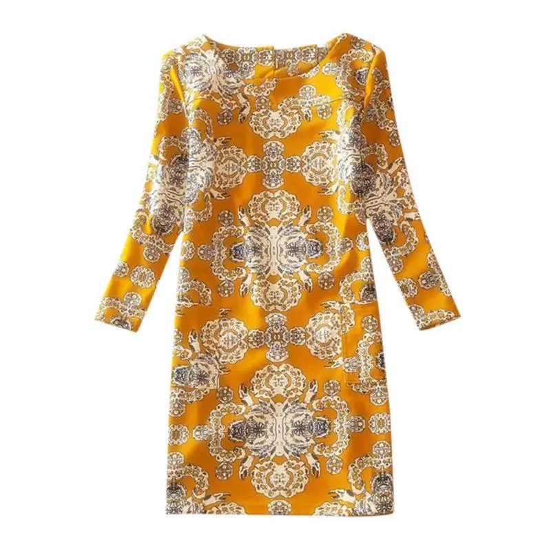 Женское платье с карманами Повседневное длинным рукавом и цветочным принтом