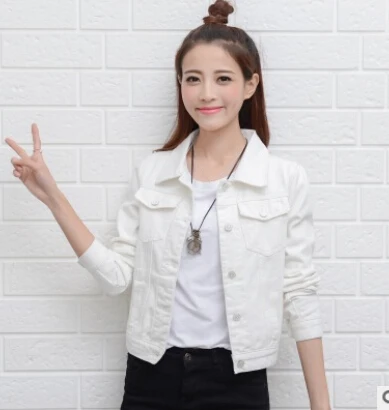 Denim Jacket Women Short Jeans Overcoat Ladies Jackets Tops cowboy jacket Collar Slim White Black High Quality | Женская одежда
