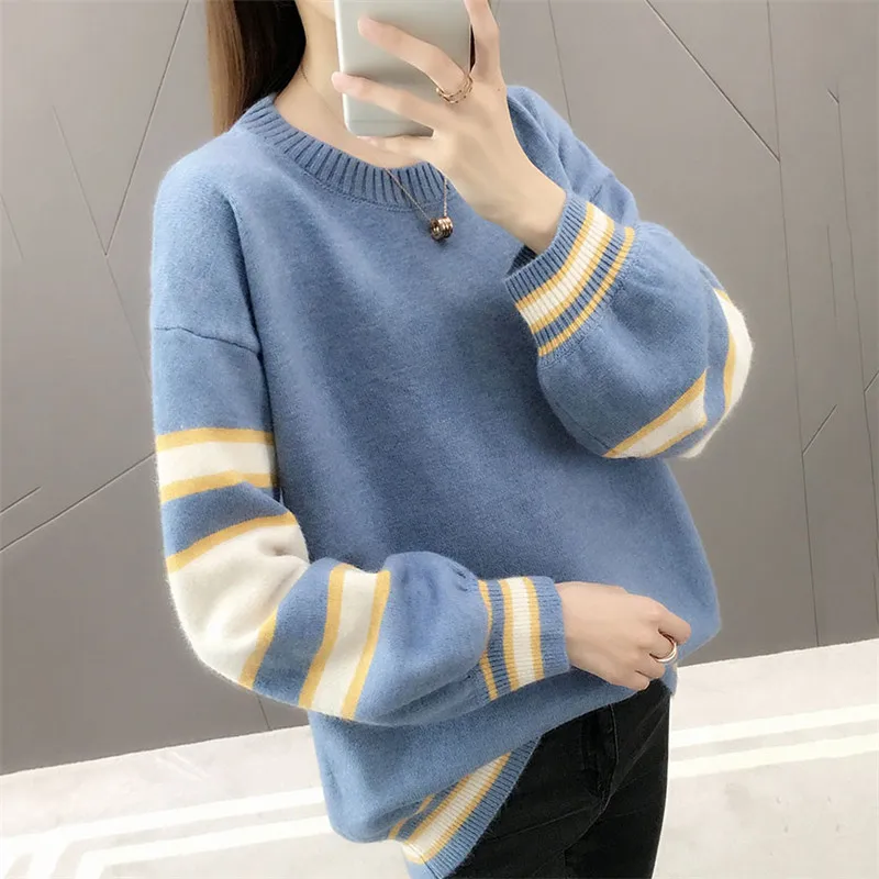 Hot Winter Knitted Sweaters Women Pullover 2018 Autumn and New Korean Tops Sweater Printing Loose Knit X701 | Женская одежда