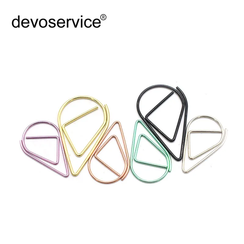 50 шт./лот металлические зажимы для бумаги в форме капли Золотая зажим маркировки