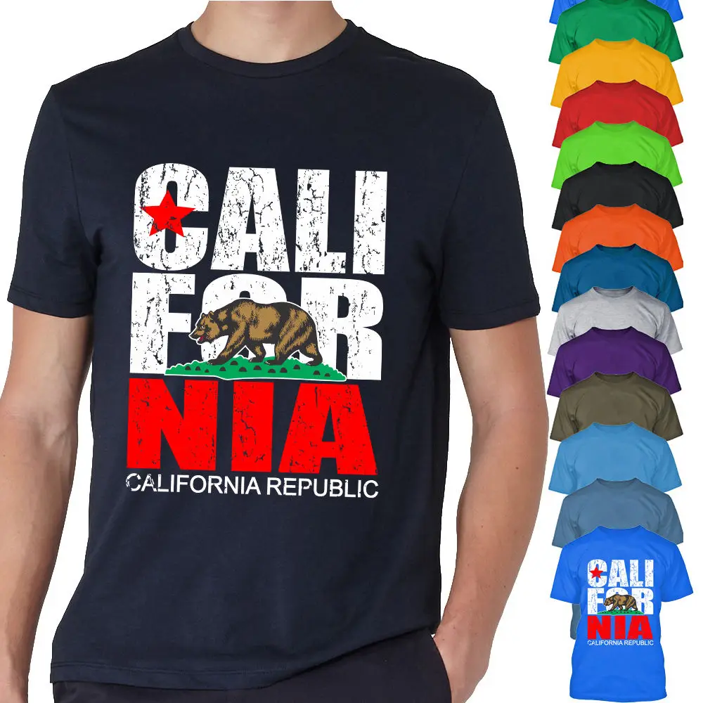 Калифорнийская Республика Мужская футболка Винтажная с надписью California рубашка
