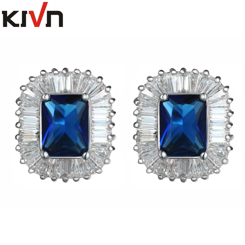 KIVN модные ювелирные изделия Синий CZ кубический цирконий женские свадебные
