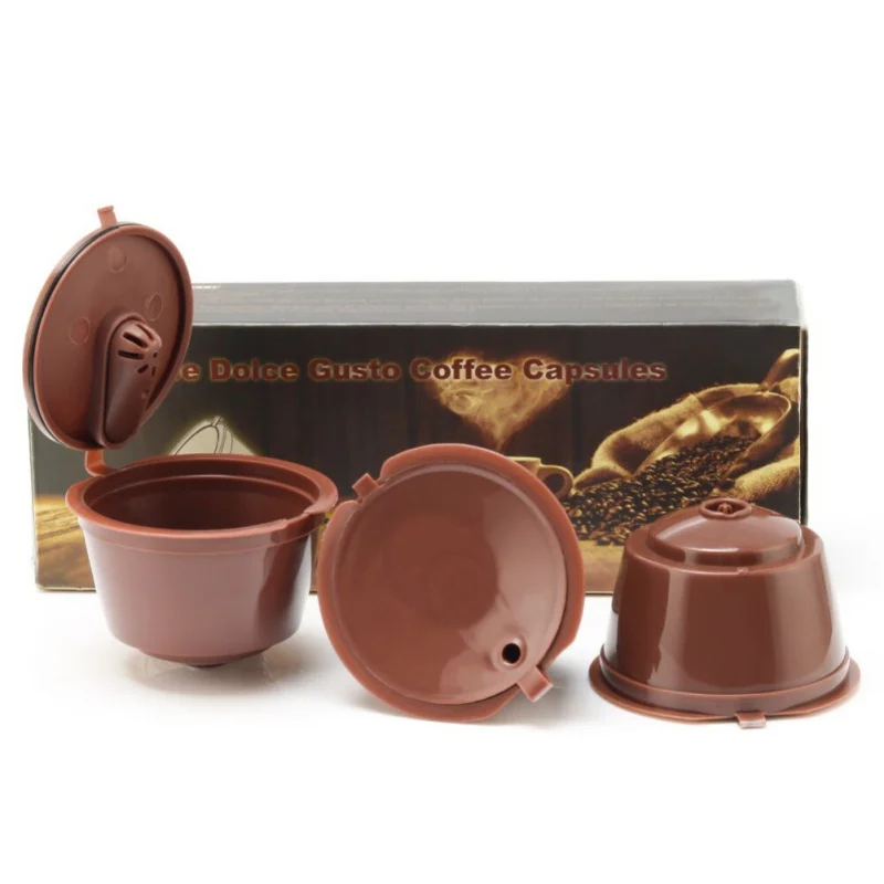 3 шт./компл. многоразовые Nescafe Dolce Gusto Кофе фильтр для кофе чашки многоразового шапки с ложка-кисточка фильтры Pod мягкий вкус