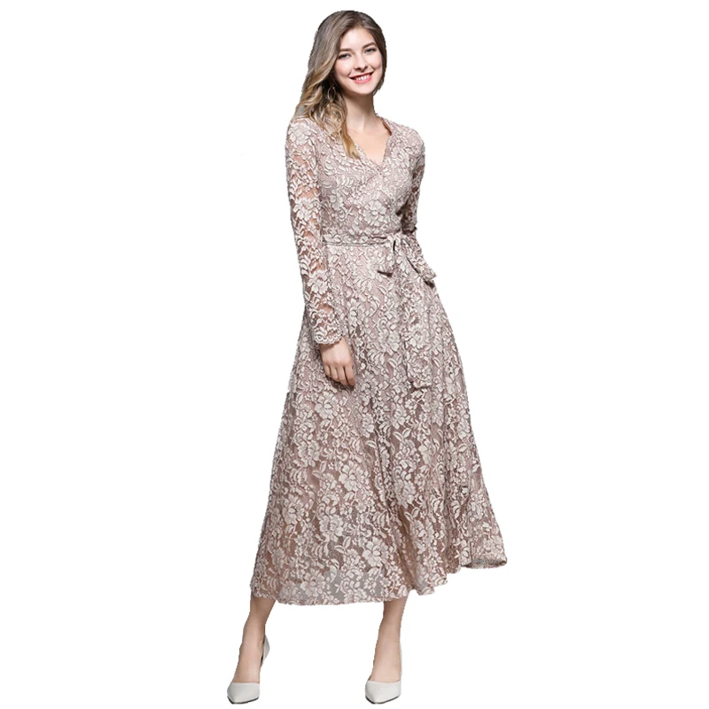 Женское кружевное платье с v-образным вырезом длинное облегающее для вечеринки