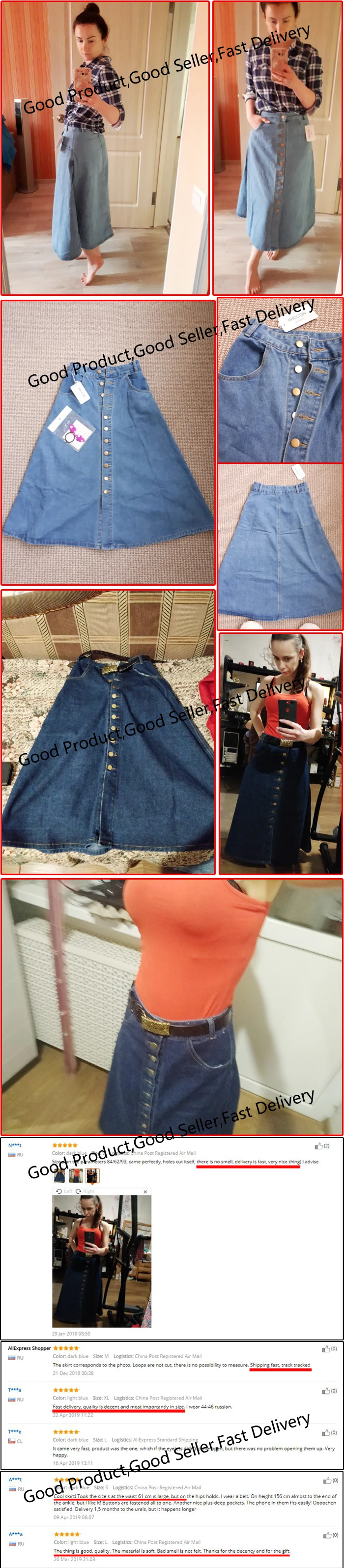 Новая модная одежда, Корейская джинсовая юбка PreppyStyle, Женская однотонная длинная юбка с высокой талией, Женская Повседневная винтажная джинсовая юбка на пуговицах