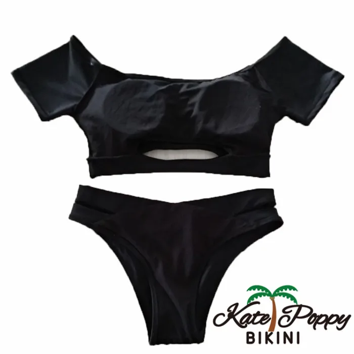 2018 Новый женский открытый однотонный черный купальник пуш-ап мягкий бюстгальтер