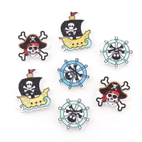 50pcs multi color pirate botones knopf 2 holes diy random wooden buttons sewing scrapbooking accessories 2621mm