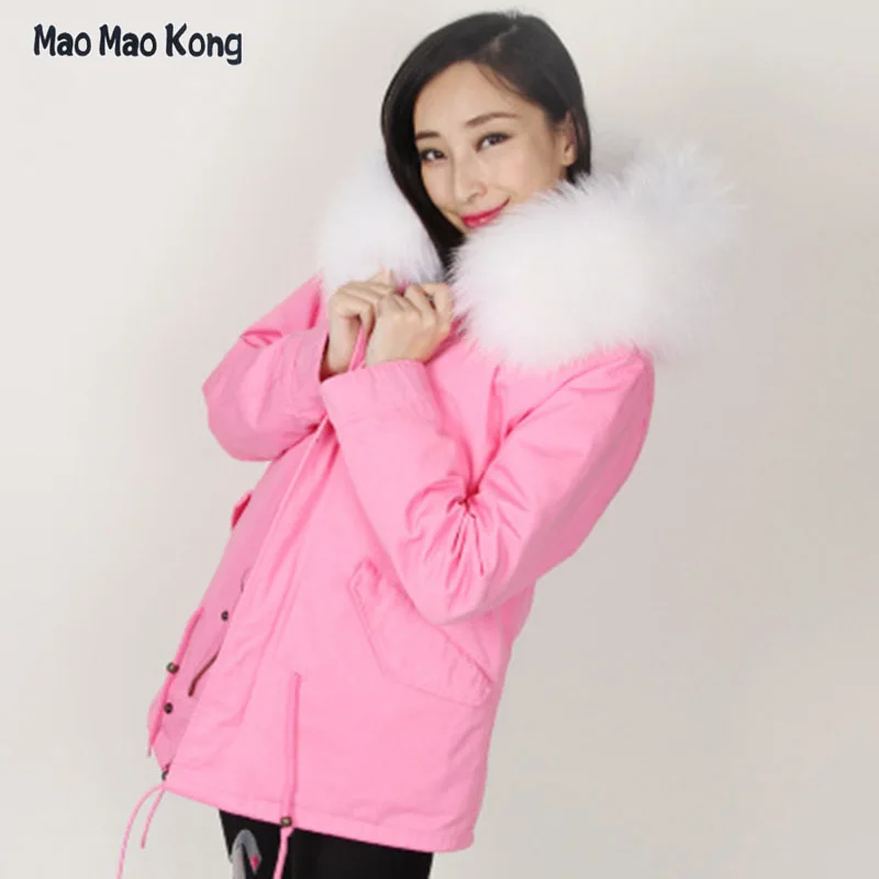 Новинка 2020 Женская парка армейского зеленого цвета с натуральным меховым