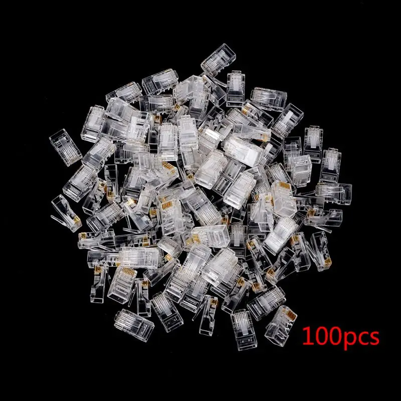 

100 шт./лот RJ45 сетевой модульный штекер Cat5 CAT5e, разъем, Прямая поставка